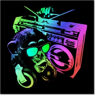 Neon Monkey Boombox Posters and Art